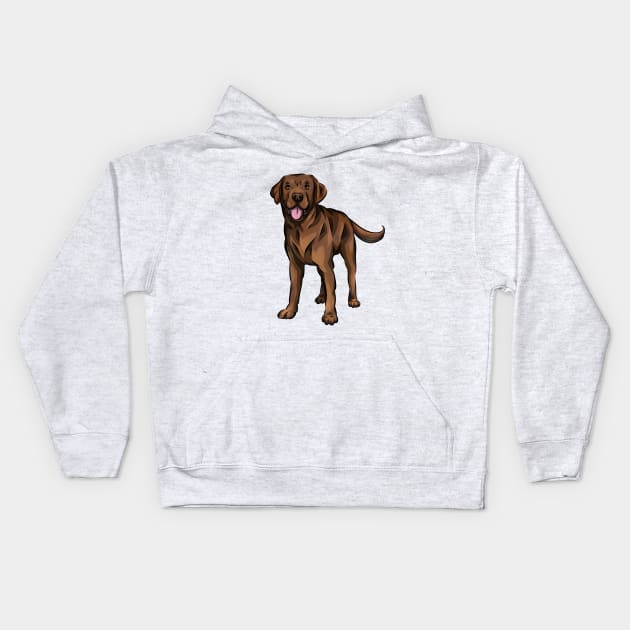 Cute Chocolate Labrador Dog Kids Hoodie by Shirin Illustration